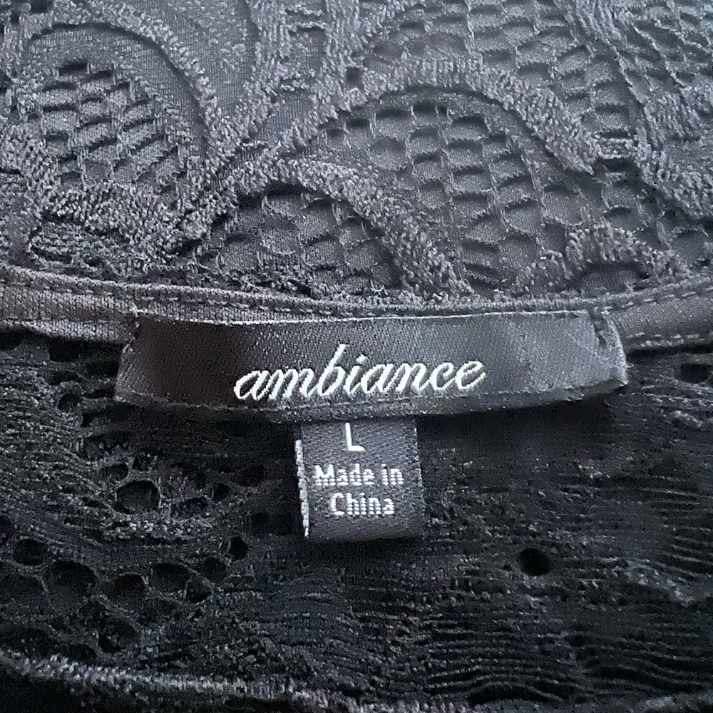 Sz L Classic Black Lace Dress 3/4 Sleeve Chic party Night Out - Picture 5 of 6